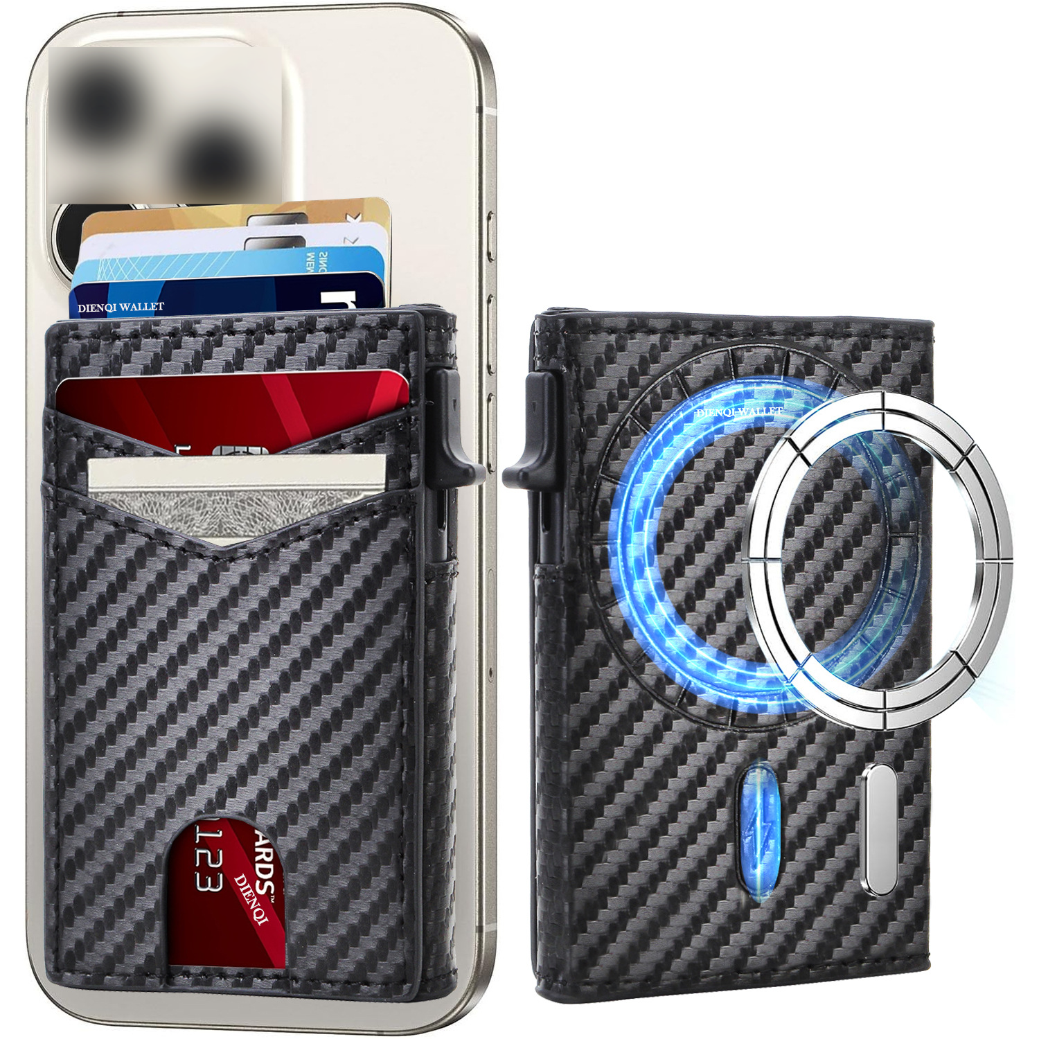 RFID Magnetic Card Holder Men's Wallet Portable Strong Magnetic Card Holder Carbon Fiber Card Holder