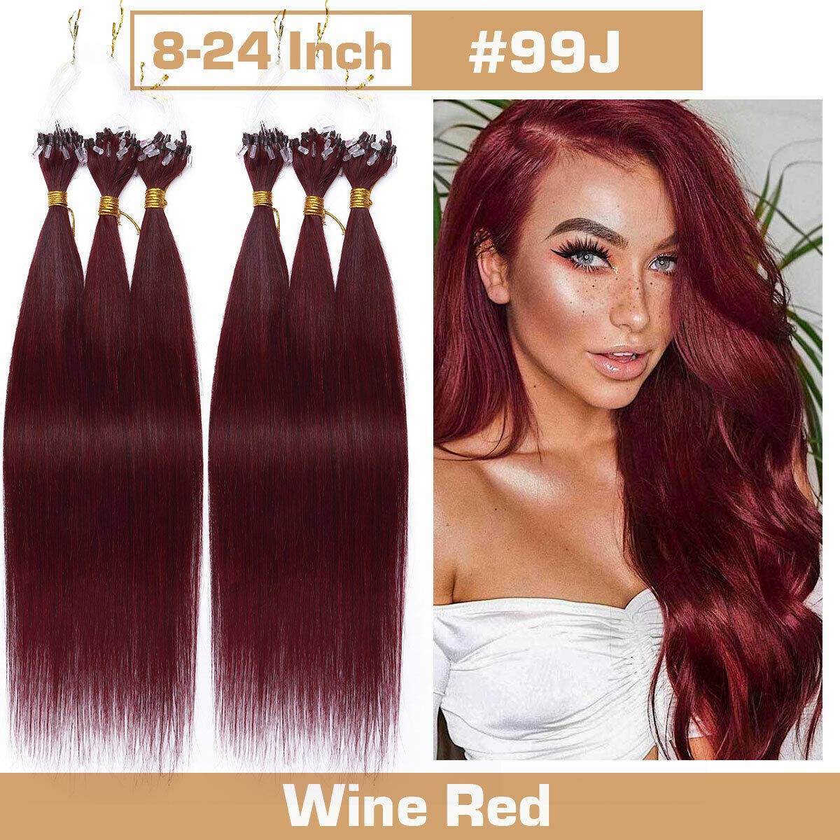 50s 50g Micro Loop Ring Beads Link Human Hair Extensions 100% Remy Real Hair