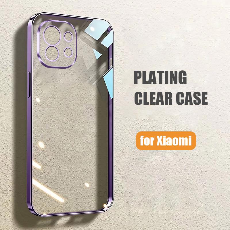 Luxury Plating Bumper Clear Case For Xiaomi Mi 11 Lite 5g Ne 11t 10t Pro Ultra 11i 10 T Transparent Silicone Cover Mi11 11lite