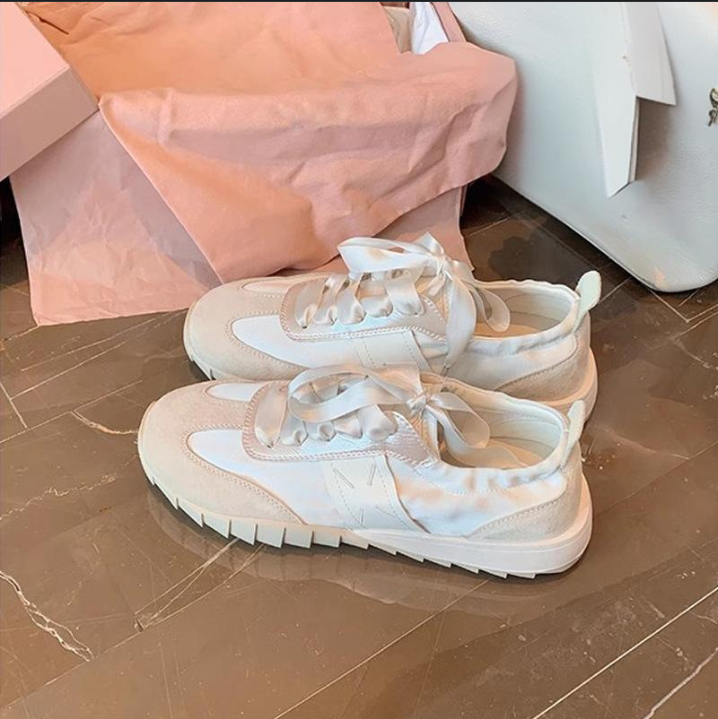 Women's Shoes Grape Mom Studiolee Ballet Style Soft Sole Splicing Ribbon Versatile Sports Forrest Gump Casual Shoes For Women Summer