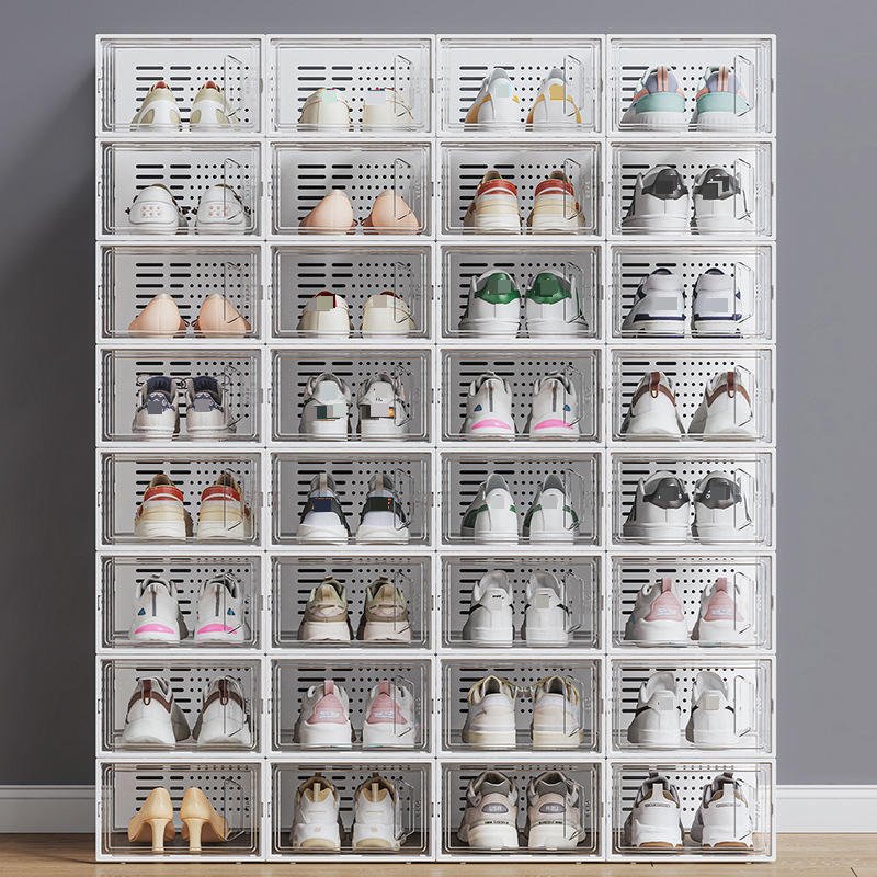 Thickened Shoe Box Flip Cover Shoe Storage Artifact Folding Storage Box Drawer Type Transparent Shoe Cabinet With Cover Shoe Rack Summary Box