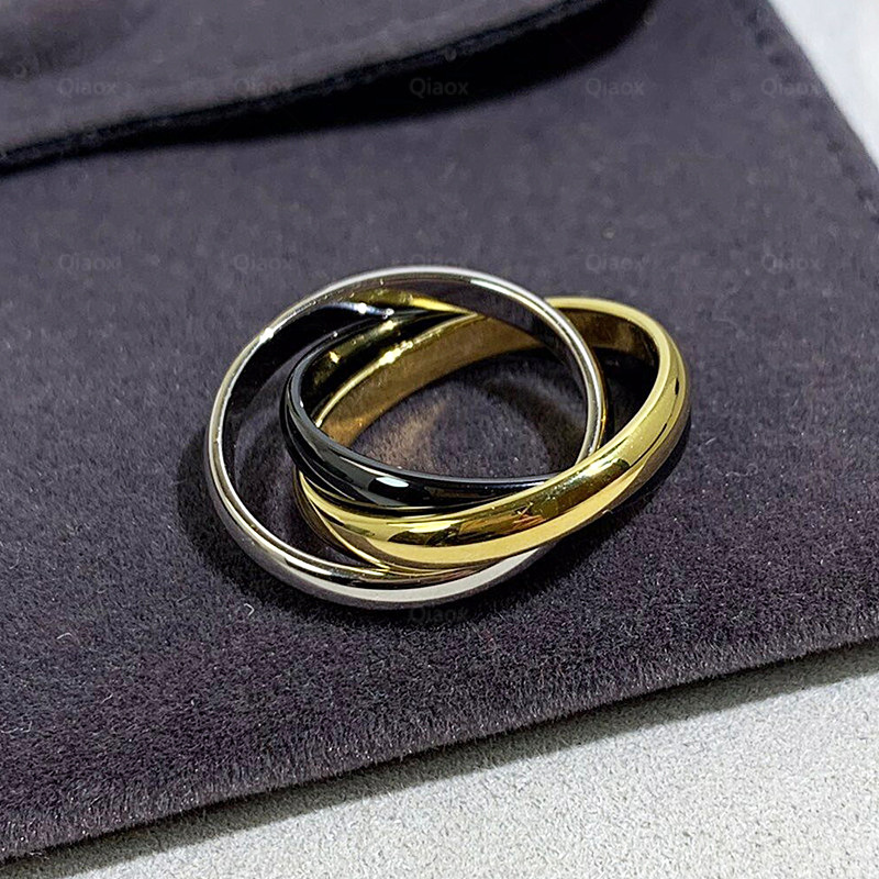 Designer Classic Three Color Three Ring Ring for Women's Personalized Fashion Trend, Colored Ring for Men and Women