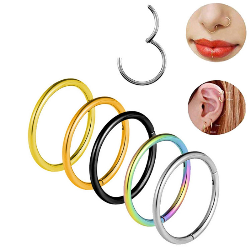 Titanium Steel Jewelry Piercing Stainless Steel Nose Ring Interface Ring Closed Ring Seamless Ring Nose Ring Earring Lip Ring