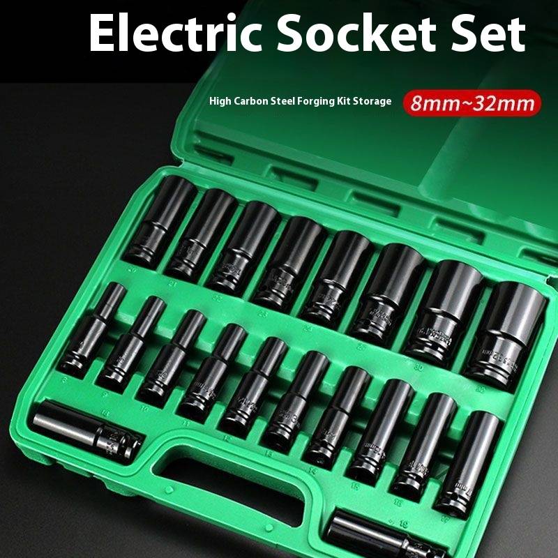 Professional Impact Socket Set With Extension Bar - 8-34mm Hex Bit Sockets For Electric Wrench, Drill & Air Impact Gun - Durable Tool Kit