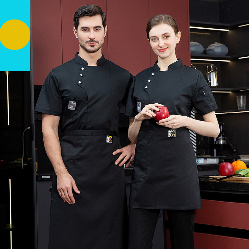 Men's Clothing Chef Work Clothes Men's Short Sleeved Thin Summer Kitchen Breathable Fashion Women's Catering Kitchen Hotel Fashion Chef Clothes