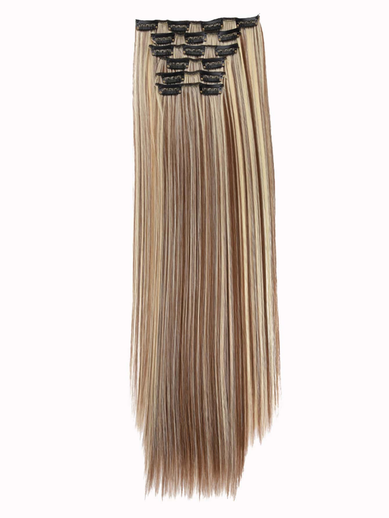 Hair extensions Multicolor 16 clip straight hair synthetic female wig piece