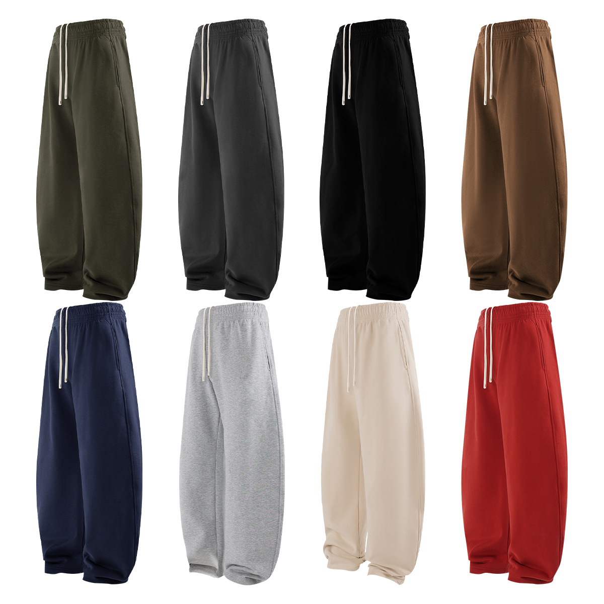 Men's Heavyweight Fleece-Lined Jogger Pants - Oversized Streetwear Sweatpants With Curved Hem, No Logo Minimalist Design For Winter (8 Colors)​