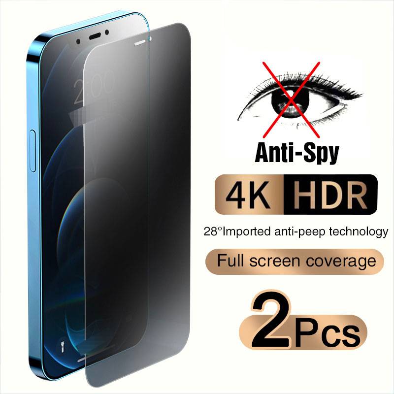 2PCS Privacy Screen Protector For IPhone 16 15 14 PRO MAX Anti-Spy Glass For IPhone 13 12 11 XS Max XR 7 8 Plus SE 2022 Tempered Glass