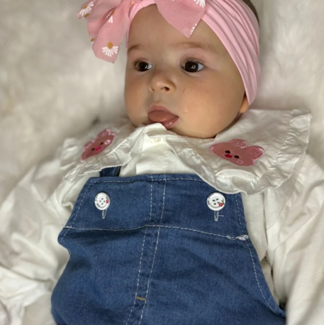 Girls' Baby Suspenders Spring And Autumn Dress Long-sleeved Doll Collar Blouse Girls' Two-piece Set Fashion