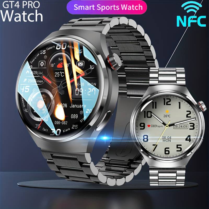 GT4Pro Smart Watch Men Blood Glucose Smart Watch 1.53' Screen NFC Call Watch Fitness Men Smart Watch Call Heart Rate Blood Pressure Women Smart Watch