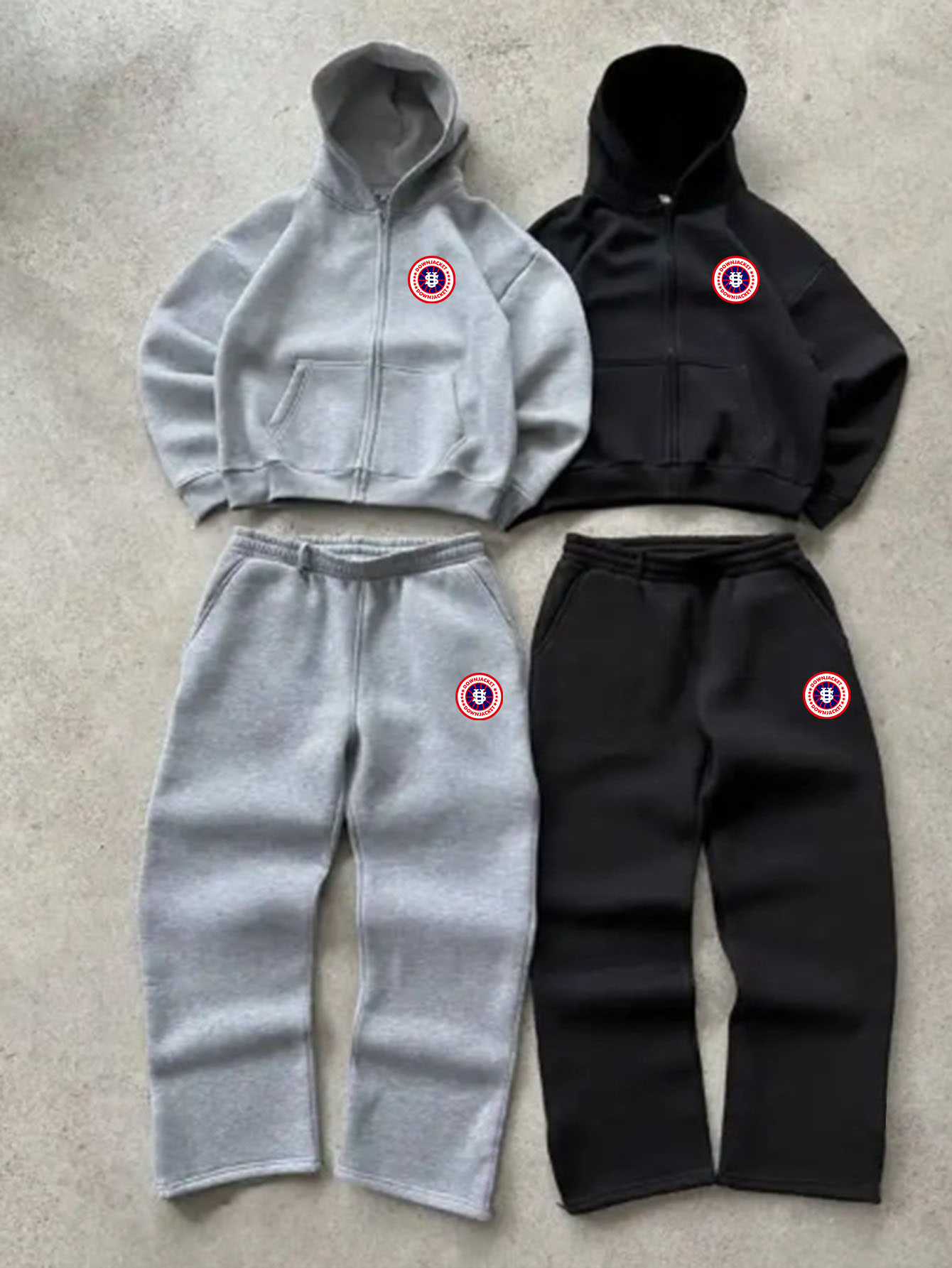 Men's US Map Logo Hoodie & Jogger Set - Streetwear Tracksuit With Circular Embroidery, Comfortable Casual Outfit