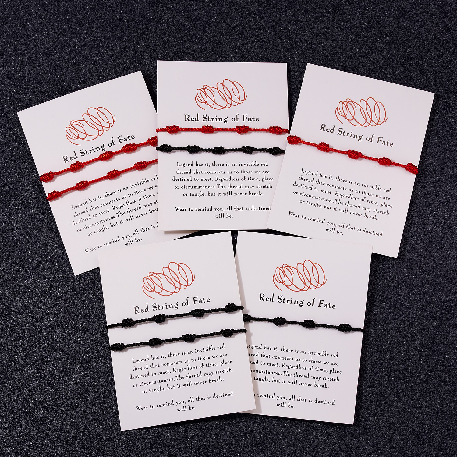 7 Knot Red String Braided Bracelet Length Adjustable Couple Paper Card Bracelet Red String Bracelet