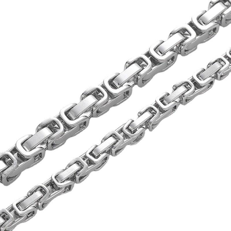 Edelstahl-Kaiserkette, leichte Luxus-Halskette für Herren, Königskette aus Titanstahl, handgefertigtes quadratisches Spleißrücken-Kettenarmband