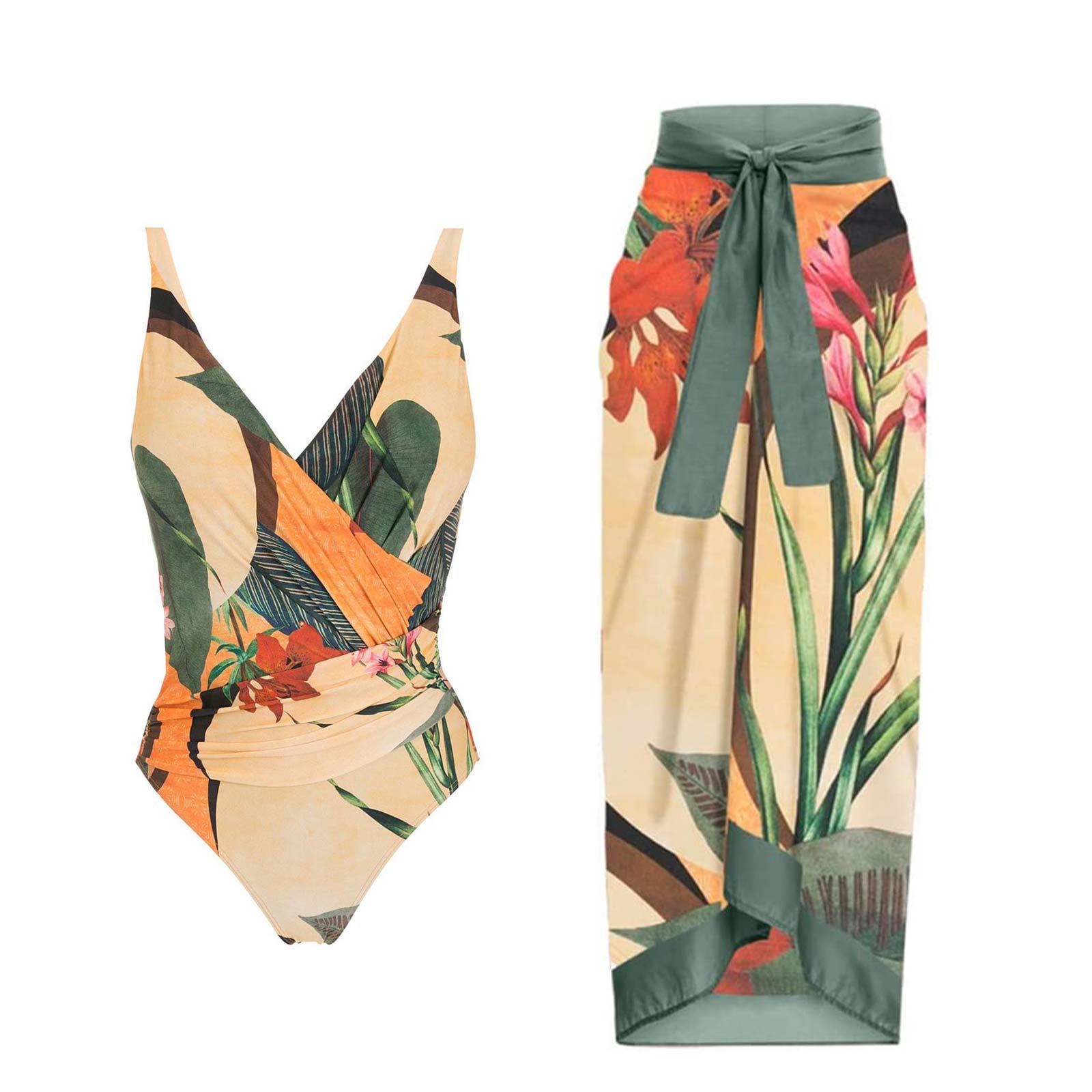 Women’s Clothing new one piece swimsuit female conservative belly covering chiffon skirt two piece swimsuit suit