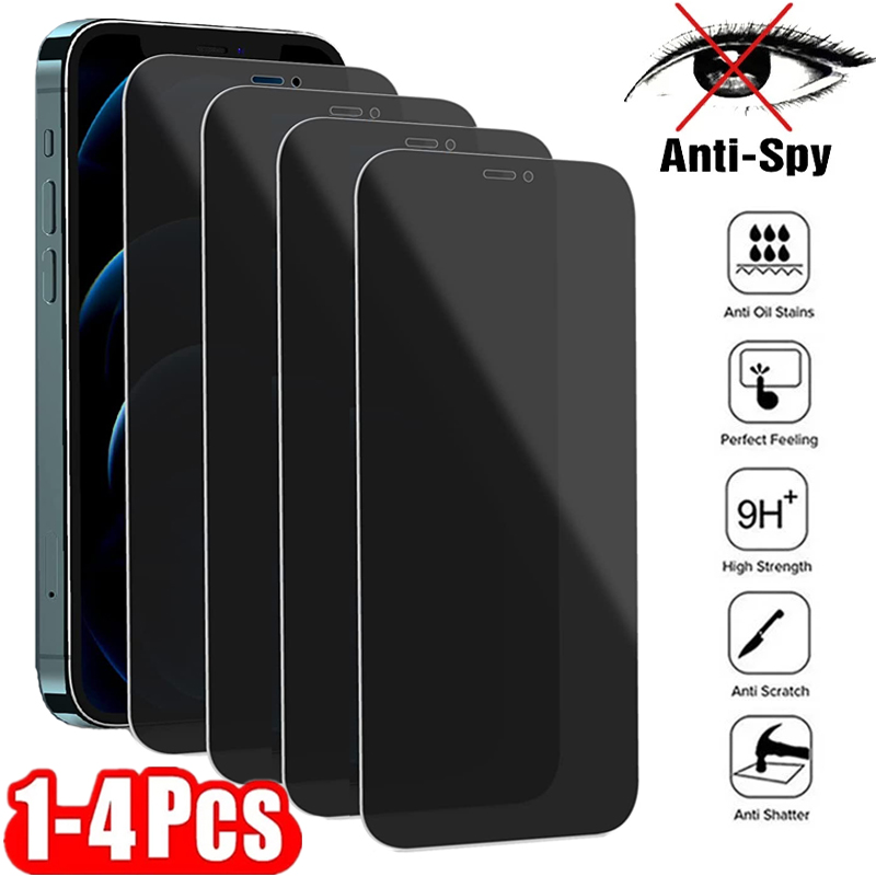4Pcs Privacy Screen Protectors For IPhone 16 15 14 12 13 11 Pro Max 16E 12Mini 13Mini 7 8 6 Plus Anti-spy Tempered Glass For IPhone XS XR X XSMAX SE2