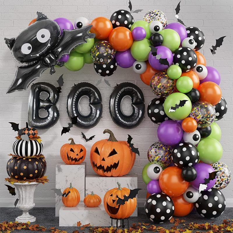Halloween Ghost Festival Theme Party Decoration Flag Aluminum Film Balloon Package Halloween Latex Balloon Set Wholesale