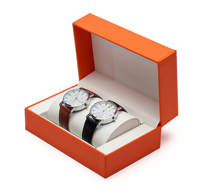 Flip Cover Pu Watch Box Couple Watch Box Watch Necklace Set Gift Box Jewelry Box