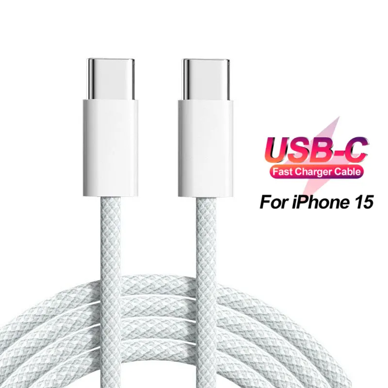 Original PD 60W USB C Fast Charger Cable For IPhone 15 Pro Max 15 Pro 15 Puls USB-C Weaving Charging Data Line Accessories