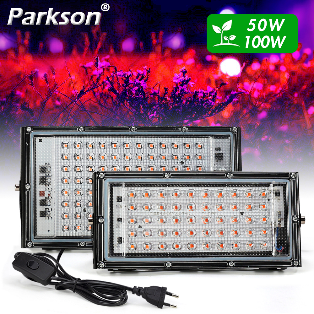 LED Grow Light Phyto Lamp AC 220V 100W LED Full Spectrum Floodlight Indoor Outdoor Greenhouse Plant Hydroponic Plant Spotlight