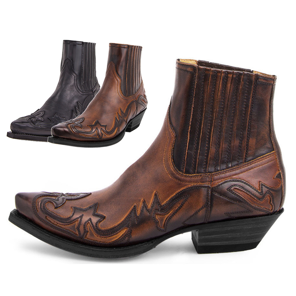 Xinao Shoes 9092 Handmade Painted Martin Shoes, Western Cowboy Boots, Unisex Men's and Women's Leather Boots