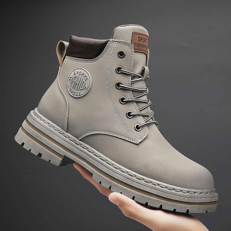 Outdoor autumn fashion boots Couple high top lace-up big yellow boots platform casual retro biker boots