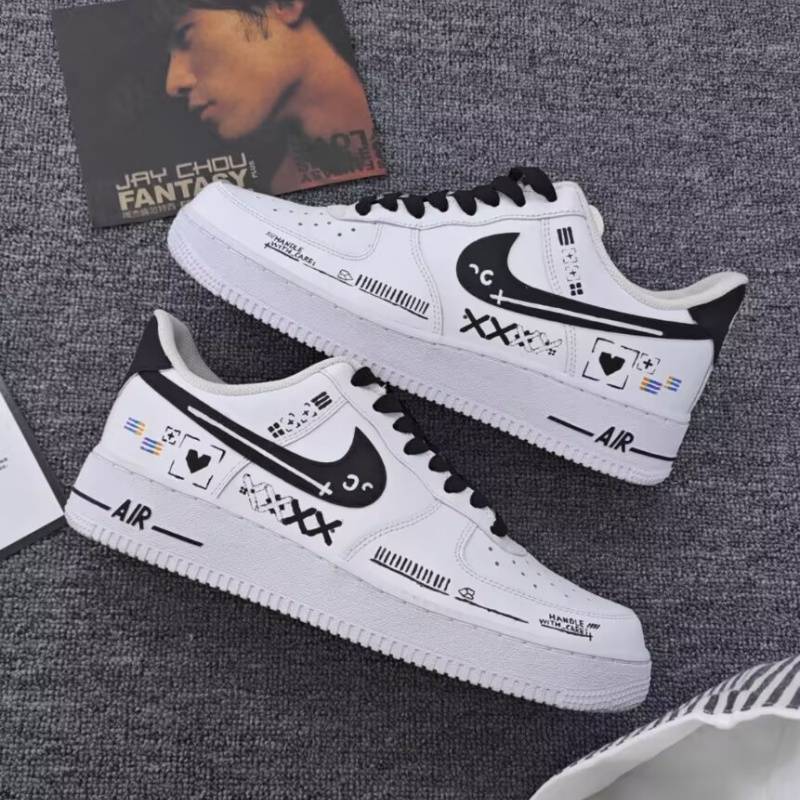 Customized Sneakers: Nike Air Force 1 Printed Collection, Hand Drawn, Simple And Versatile