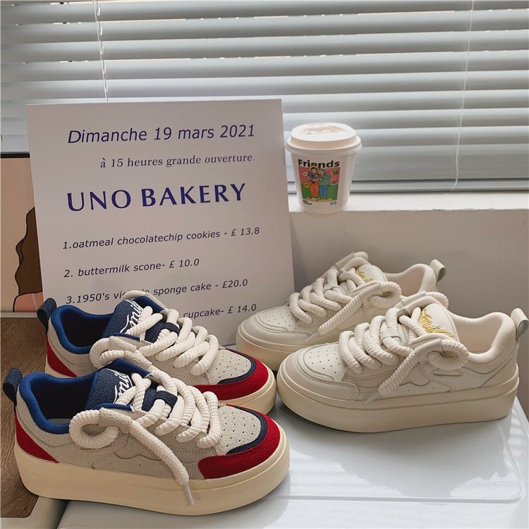 Minority Original Design Thick Rope Bread Shoes Women 2023 New Comfortable Chic Small White Shoes Women's Casual Skateboard Shoes