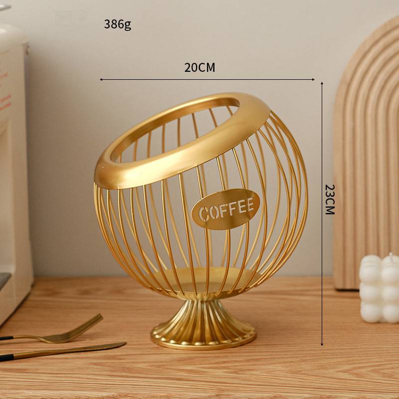 Iron Fruit Basket Coffee Capsule Storage Basket Desktop Decoration Coffee Table Snack Dried Fruit Candy Storage