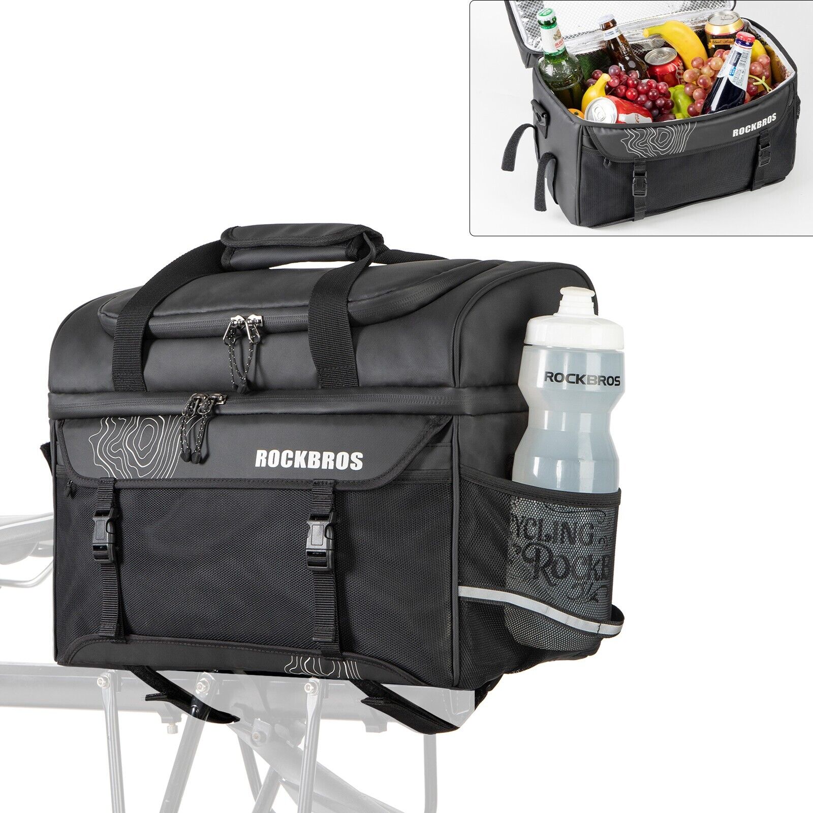 ROCKBROS Cooler Bag, Bicycle Picnic Bag, Mountain Bike (MTB) Luggage Carrier Bag, Saddle Bag