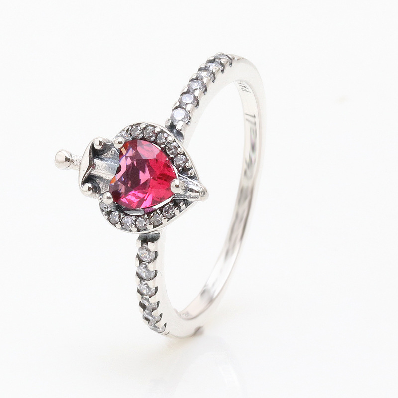 Women's Jewelry White Copper Villain Series Evil Queen Ring Red Love Dagger Fashion Heart Shaped Love Ring Gift