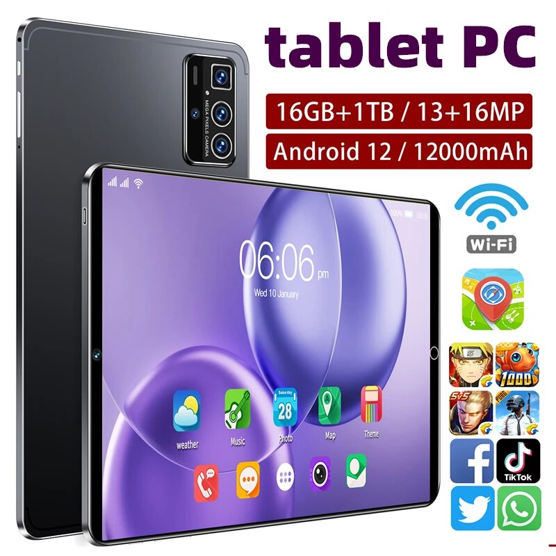 Hot Sale Tablet PC 10.1 Inch Android 12 Display Tablets Google Play IPS WPS Dual SIM Card 5G 4G WIFI Tablet Android TABLET