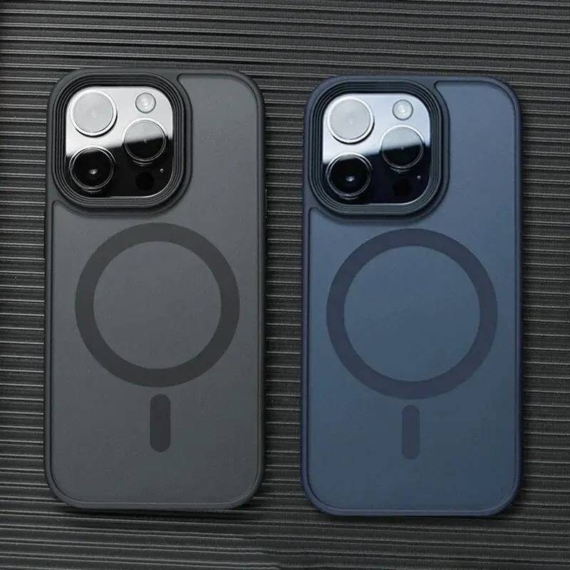 1PC Magnetic matte matte matte phone case supports wireless charging of phone cases