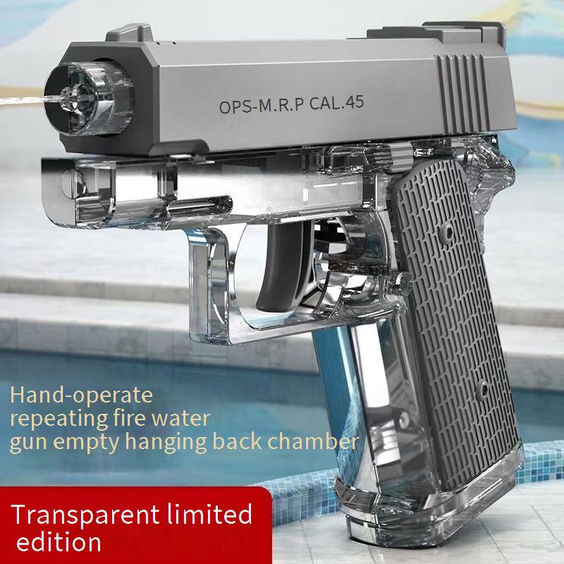 Mini Water Gun Glock Revolver Large Capacity Push Water Gun Water Fight Summer Swimming Pool Water Toys