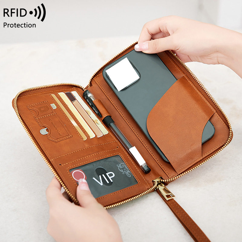 Luggage & Bags new RFID long passport holder ticket storage document bag multi functional travel zipper passport bag