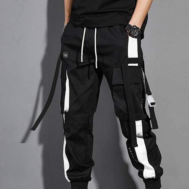 Teenage Clothing Ribbon Overalls Functional Super Hip-Hop Trendy Brand Leggings Loose Cargo Student Pants