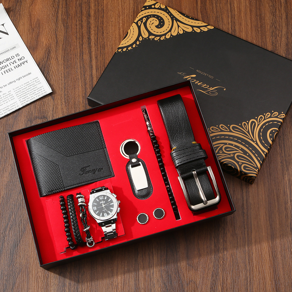 Father's Day Gift Set Company Annual Meeting Gift Customers High End Wallets Belts Watches Gift Sets For Customers
