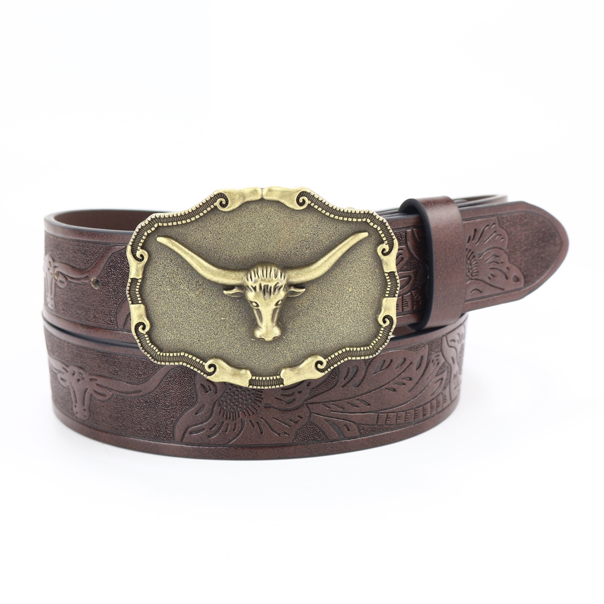 HOT Western cowboy engraved big board buckle trend retro society young men punk PU leather Leather belt