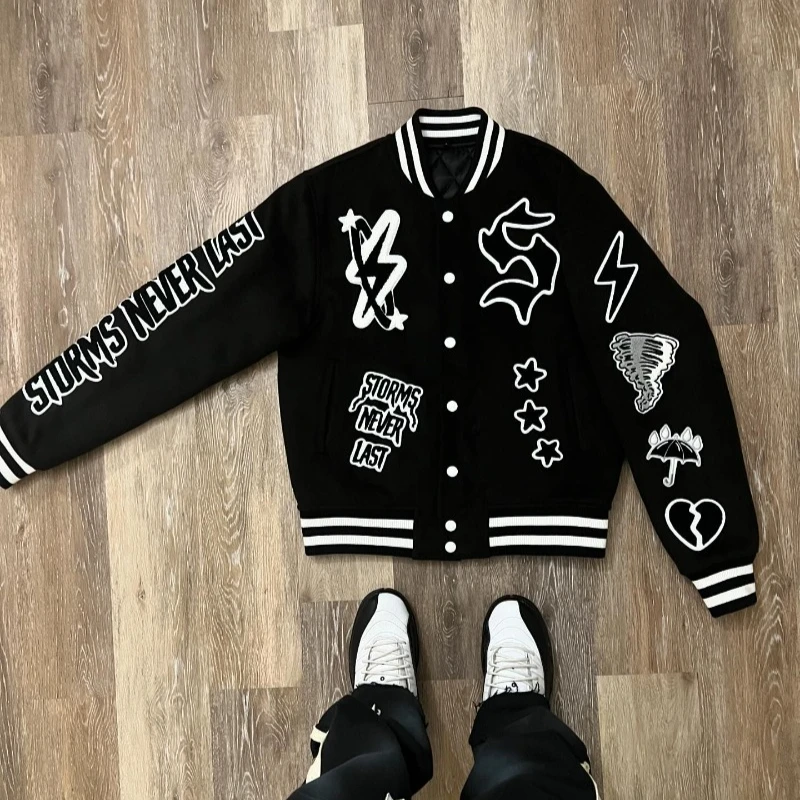 2025 Amerikanischen Neue Hip Hop Gestickte Mantel Y2K Retro Harajuku Baseball Uniform Jacke Männer Straße Gothic Punk Casual Lose Streetwear