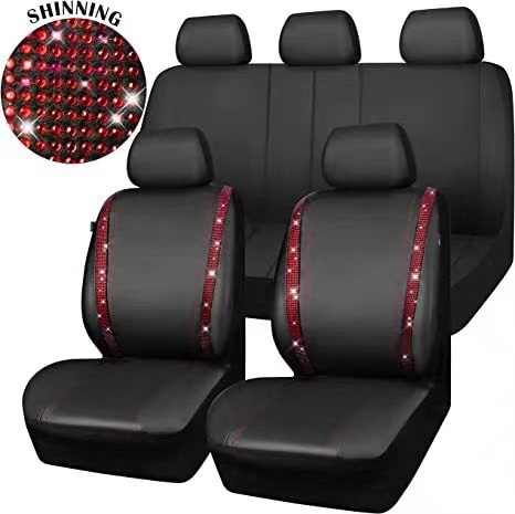Car Leather Diamond Seat Cover Hot Diamond Universal Car Diamond Seat Cover 9 Piece Set