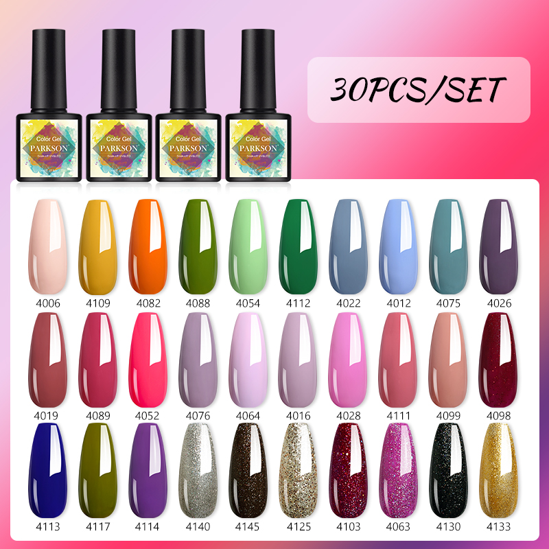 Parkson Nail Gel Polish Kit 8ml Varnishes Soak Off 30PCS Nail Gel Kit UV LED Vernis Semi Permanent Lakiery For Maincure Gellack
