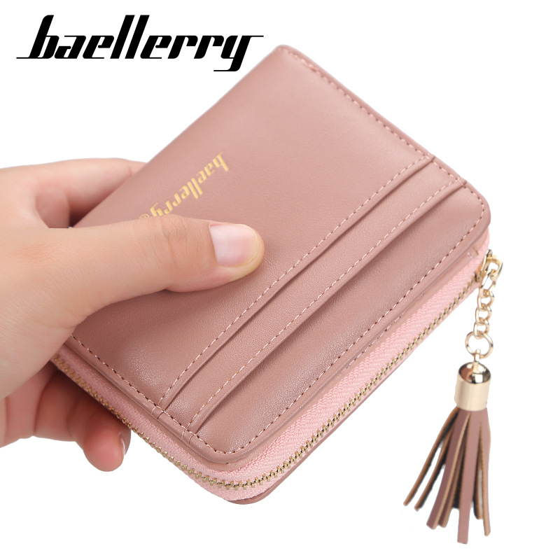 Baellerry Short Women's Wallet Fashion Zipper Multi-functional Korean Version Tassel Coin Purse Multi-card Card Bag