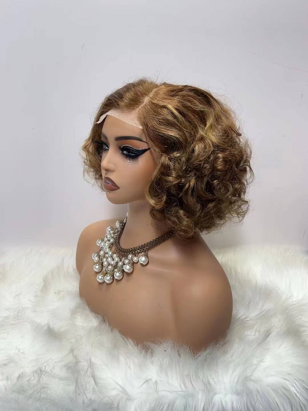 Short bob wigs Pixie wigs Human hair wig fluffy natural short curly hair short before lace 4*4 short BOB human hair wig