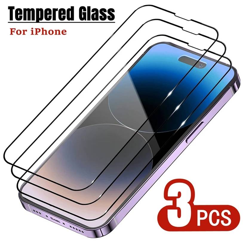 Tempered Glass For iPhone 16 15 14 13 12 11 Pro Max 12Mini 13Mini 16Plus 15Plus X XS XR XSMAX Screen Protector For iPhone 7 8 6 Plus SE2 Glasss