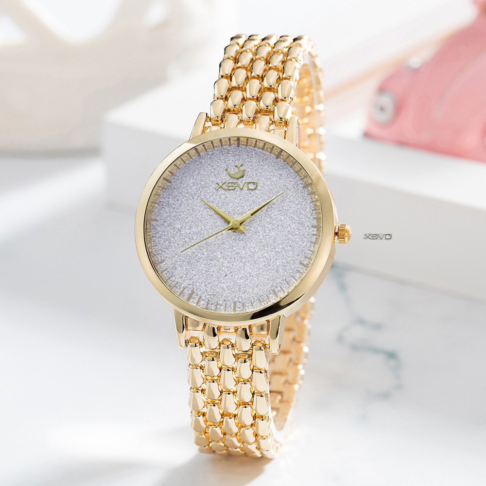 Ladies Quartz Watch Fashion Steel Wrist Watch Stainless Steel Diamond Bracelet Combination Watch Set