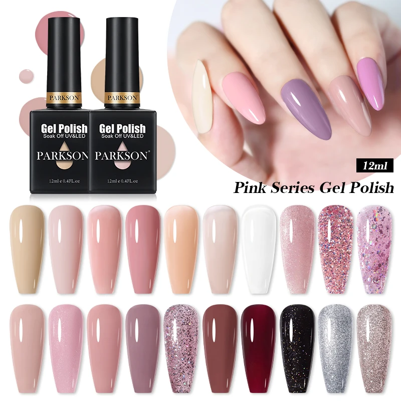 Parkson Gel Nail Polish Semi-permanent UV Varnish Hybrid Pink Glitter Gel Varnishes Gel Polish Manicure Top Coat Nail Art