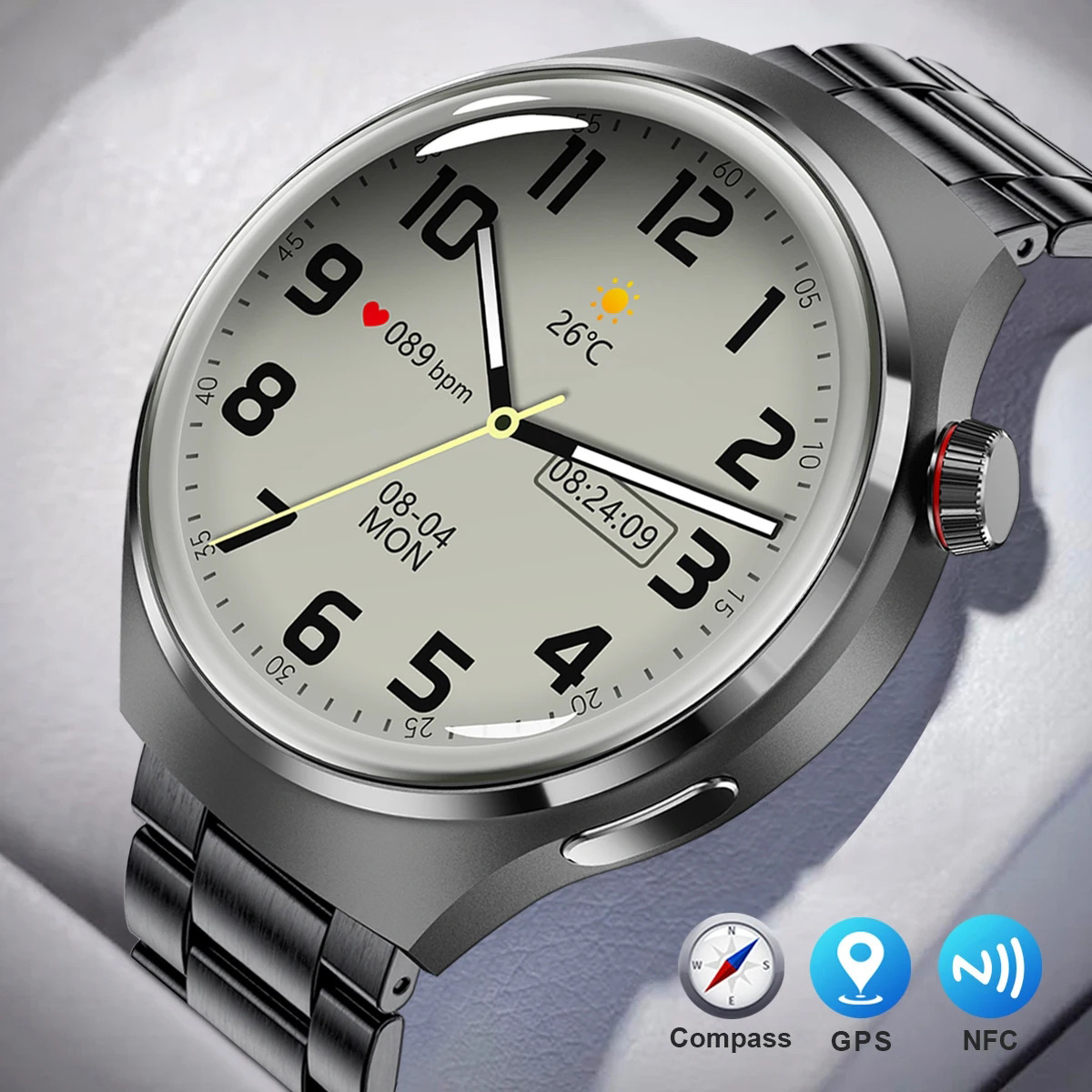 GPS For Huawei Xiaomi NFC Smart Watch Men Watch 4 Pro AMOLED HD Screen Heart Rate Bluetooth Call IP68 Waterproof SmartWatch 2023