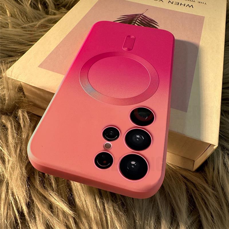 Luxury Gradient Case For Samsung Galaxy S23 S22 S21 Ultra s 23 5G S21 Plus Magnetic Wireless Charge Comfort Matte Silicone Cover