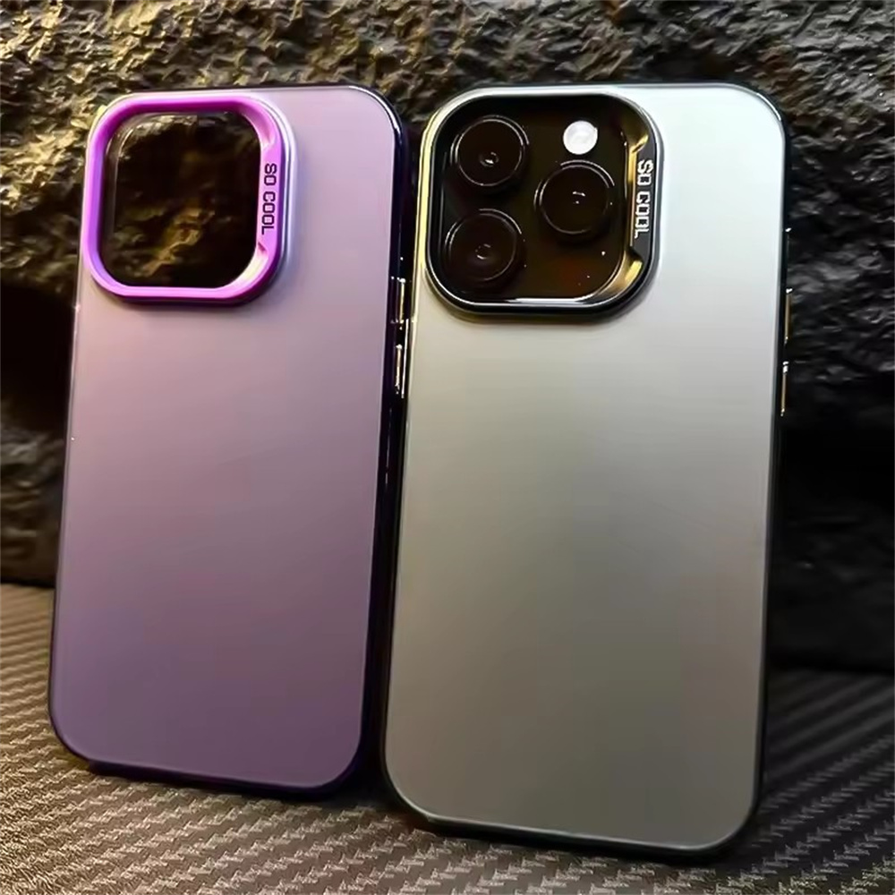 For IPhone 16 15 Pro Max 5G Phone Case Funda For IPhone 15 14 13 12 11 Pro Max 16 Plus Luxury Metallic Aurora Skin Matte Cover