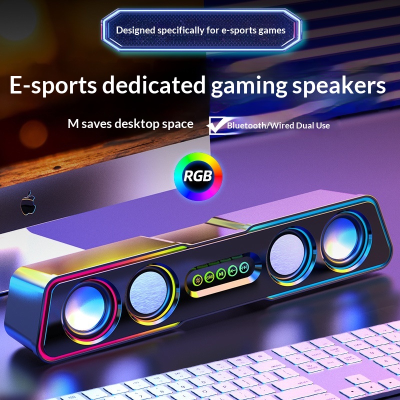 Desktop Computer Speaker Home Use Long Bar Bluetooth Wired 3D Subwoofer High-Quality Sound Large Volume Super Bass