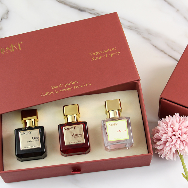 New Hot Perfume Viange Baccarat Perfume Set Box National Style Three Piece Flower and Fruit Fragrance Perfume Gift Box Lasting Fragrance Set